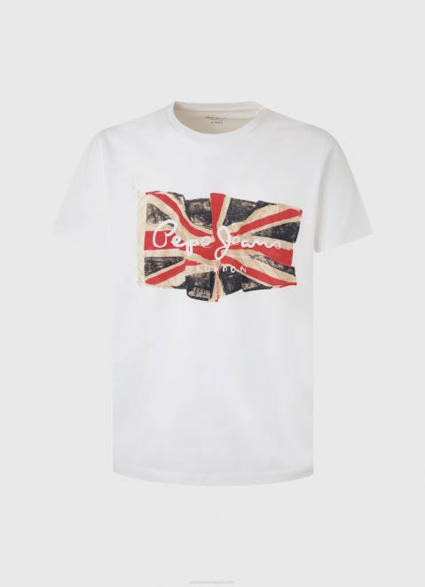 Pepe Jeans Flag Logo N Waving Flag T-Shirt Men White Z22X1014
