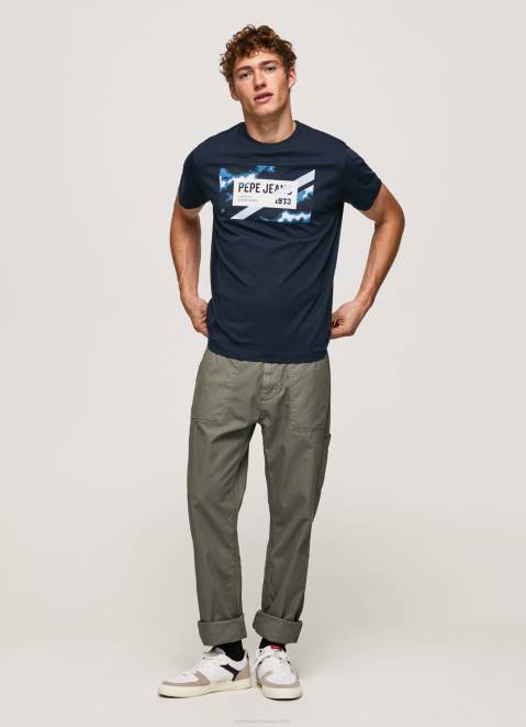 Pepe Jeans Flag Print Cotton T-Shirt Men Dulwich Z22X956