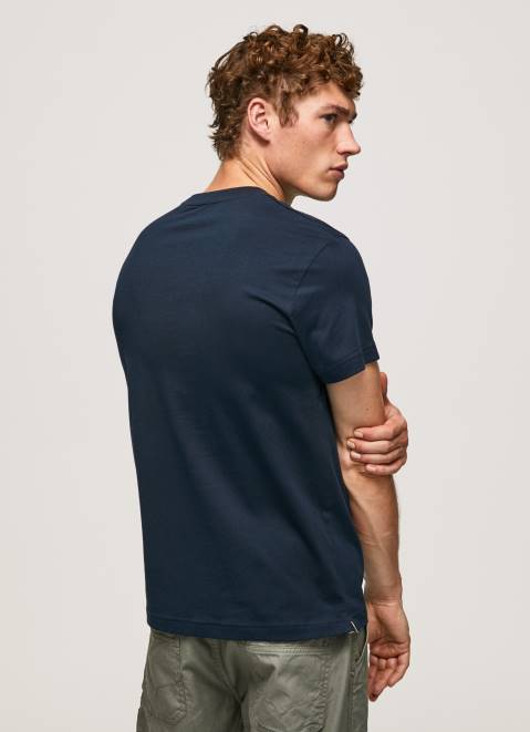 Pepe Jeans Flag Print Cotton T-Shirt Men Dulwich Z22X956