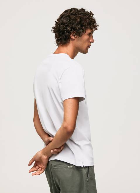Pepe Jeans High Density Logo Cotton T-Shirt Men White Z22X919