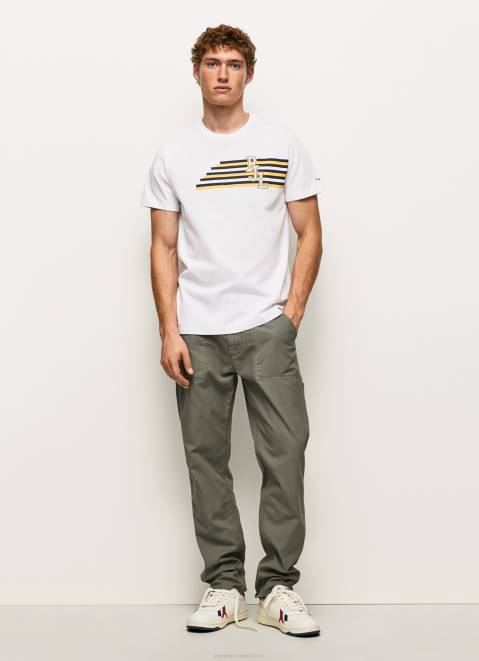 Pepe Jeans Letters Logo T-Shirt Men White Z22X977