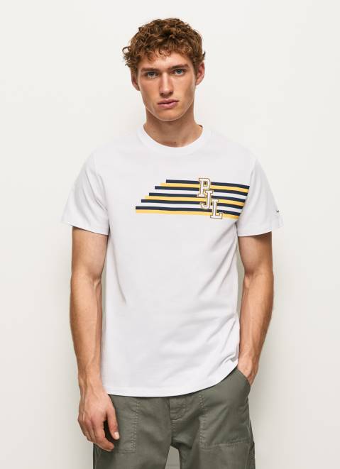 Pepe Jeans Letters Logo T-Shirt Men White Z22X977