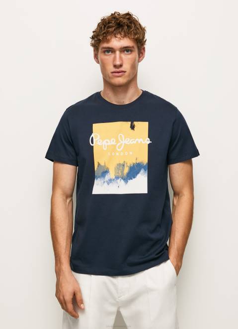 Pepe Jeans Logo Print T-Shirt Men Dulwich Z22X979