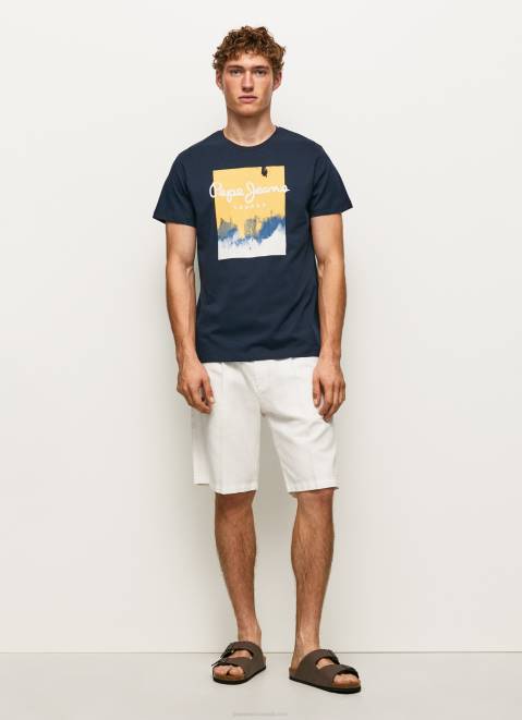 Pepe Jeans Logo Print T-Shirt Men Dulwich Z22X979