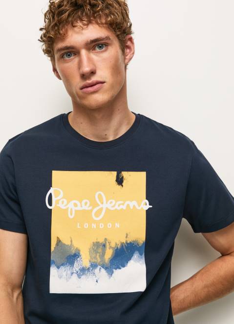 Pepe Jeans Logo Print T-Shirt Men Dulwich Z22X979