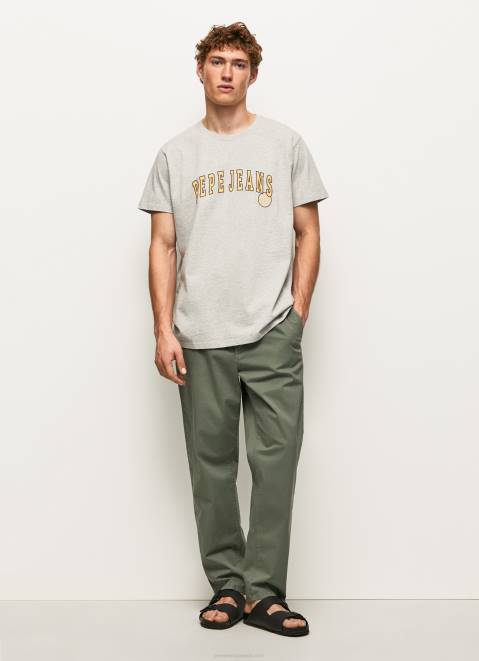 Pepe Jeans Logo Print T-Shirt Men Light Grey Marl Z22X971