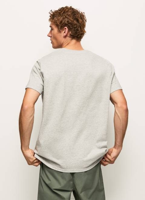 Pepe Jeans Logo Print T-Shirt Men Light Grey Marl Z22X971
