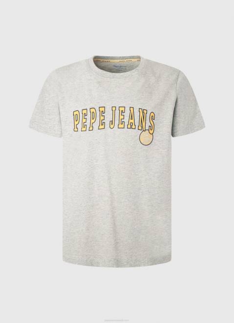 Pepe Jeans Logo Print T-Shirt Men Light Grey Marl Z22X971