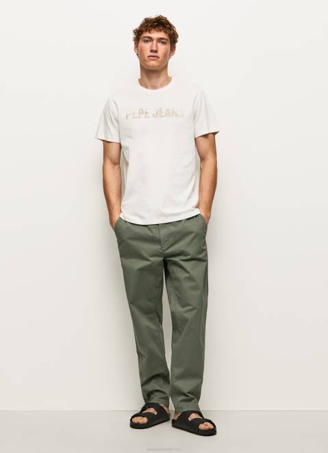 Pepe Jeans Logo Print T-Shirt Men Off White Z22X961