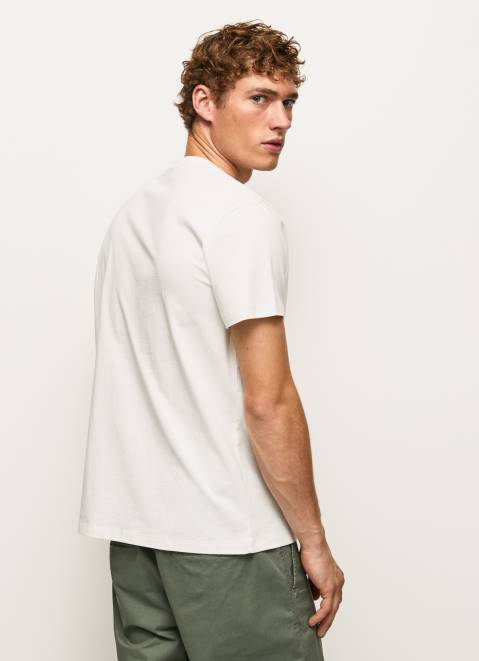 Pepe Jeans Logo Print T-Shirt Men Off White Z22X961