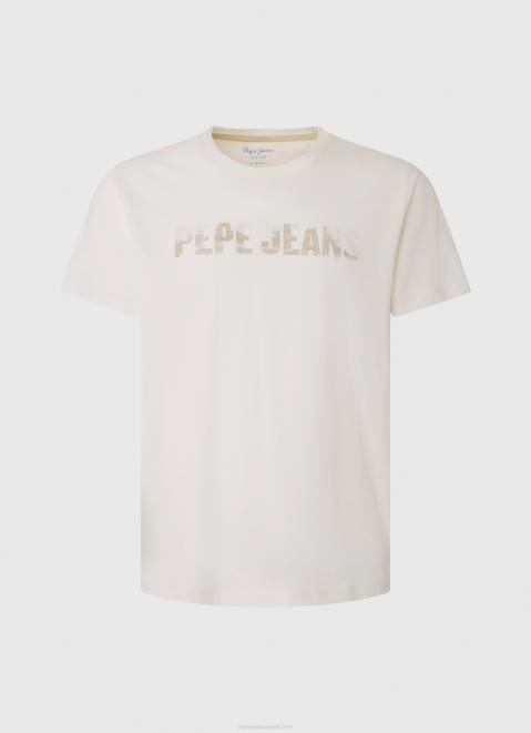 Pepe Jeans Logo Print T-Shirt Men Off White Z22X961