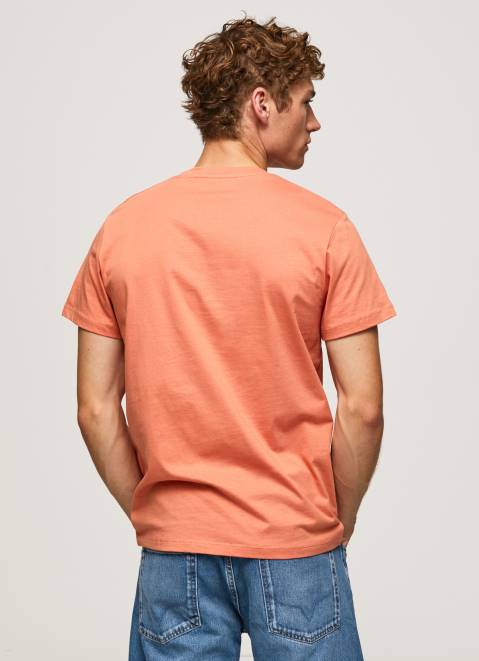 Pepe Jeans Logo Print T-Shirt Men Squash Orange Z22X991