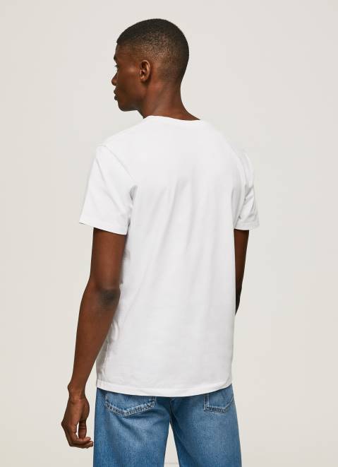 Pepe Jeans Logo Print T-Shirt Men White Z22X970