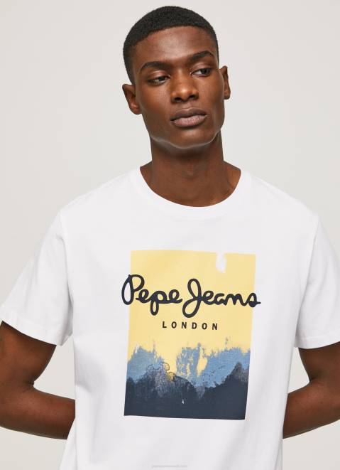 Pepe Jeans Logo Print T-Shirt Men White Z22X974