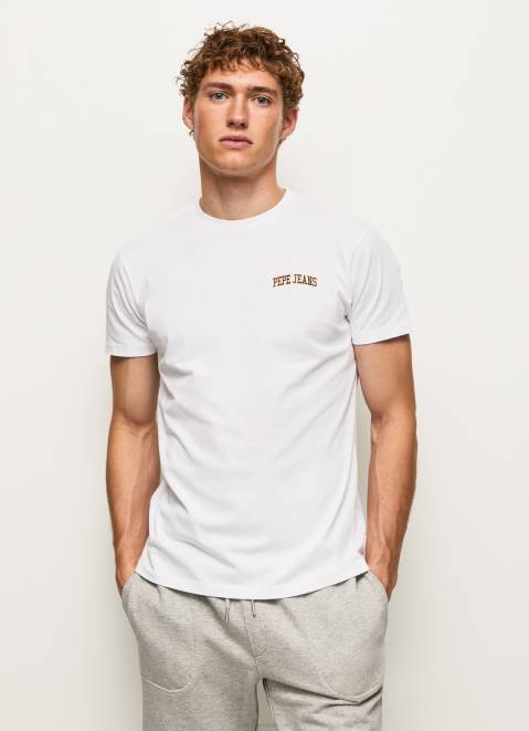Pepe Jeans Logo Print T-Shirt Men White Z22X978