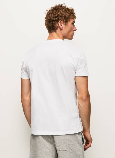 Pepe Jeans Logo Print T-Shirt Men White Z22X978