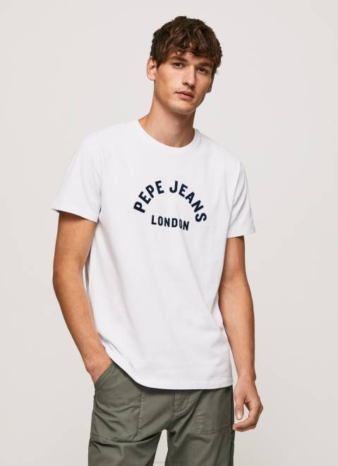 Pepe Jeans Logo Print T-Shirt Men White Z22X982