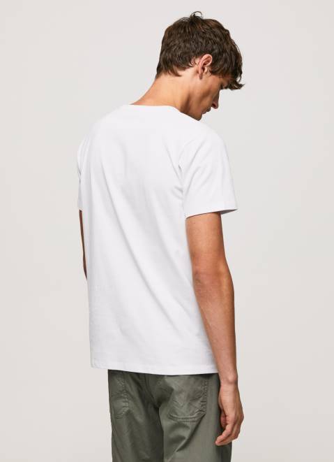 Pepe Jeans Logo Print T-Shirt Men White Z22X982