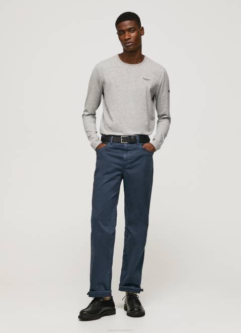 Pepe Jeans Long-Sleeved Cotton T-Shirt Men Grey Marl Z22X1006