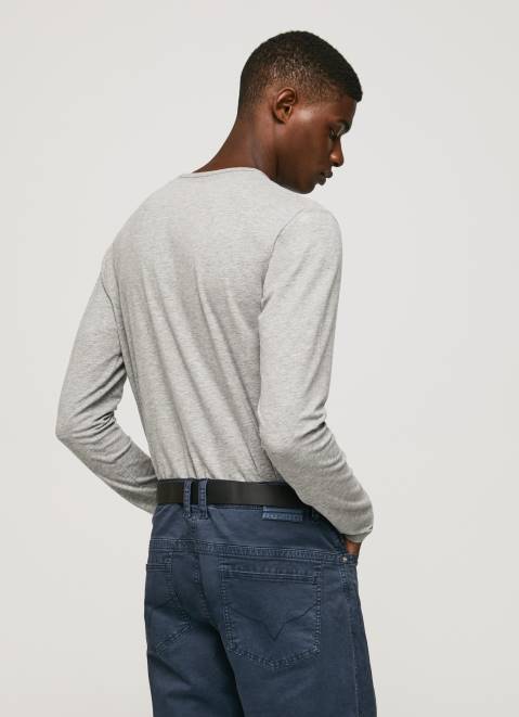 Pepe Jeans Long-Sleeved Cotton T-Shirt Men Grey Marl Z22X1006