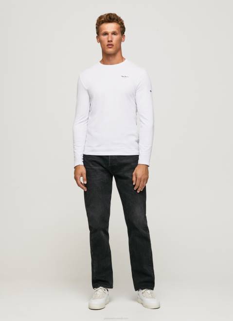 Pepe Jeans Long-Sleeved Cotton T-Shirt Men White Z22X1007