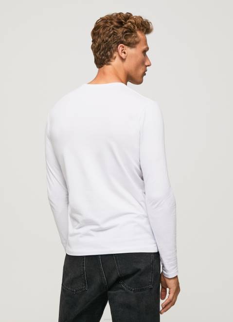 Pepe Jeans Long-Sleeved Cotton T-Shirt Men White Z22X1007