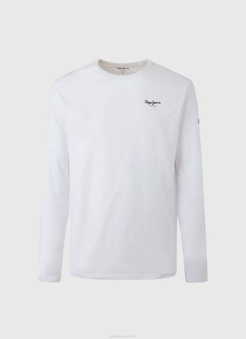 Pepe Jeans Long-Sleeved Cotton T-Shirt Men White Z22X1007