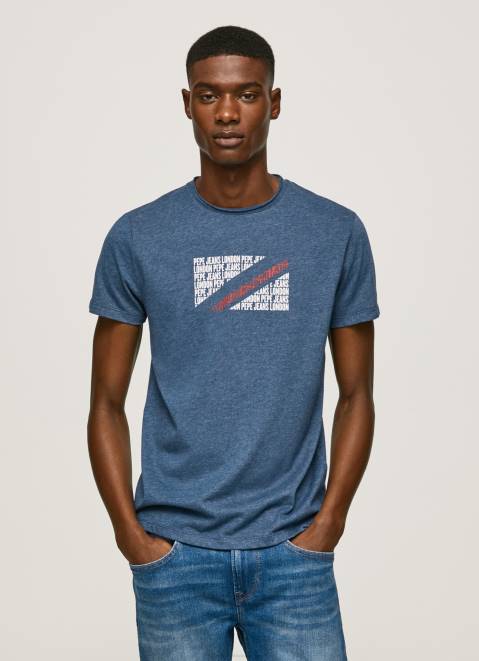 Pepe Jeans Marbled Logo Print T-Shirt Men Jarman Z22X986