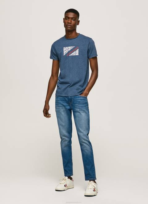 Pepe Jeans Marbled Logo Print T-Shirt Men Jarman Z22X986