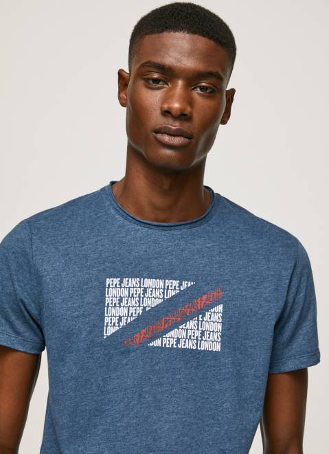 Pepe Jeans Marbled Logo Print T-Shirt Men Jarman Z22X986