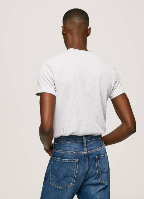 Pepe Jeans Marbled Logo Print T-Shirt Men White Z22X987