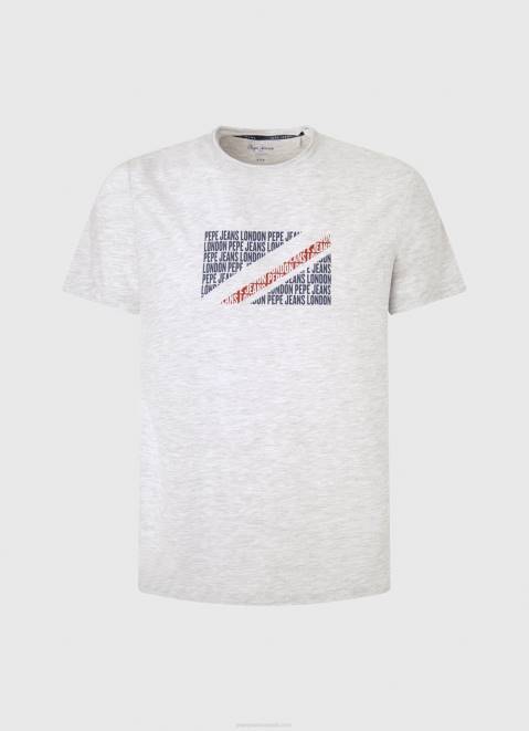 Pepe Jeans Marbled Logo Print T-Shirt Men White Z22X987