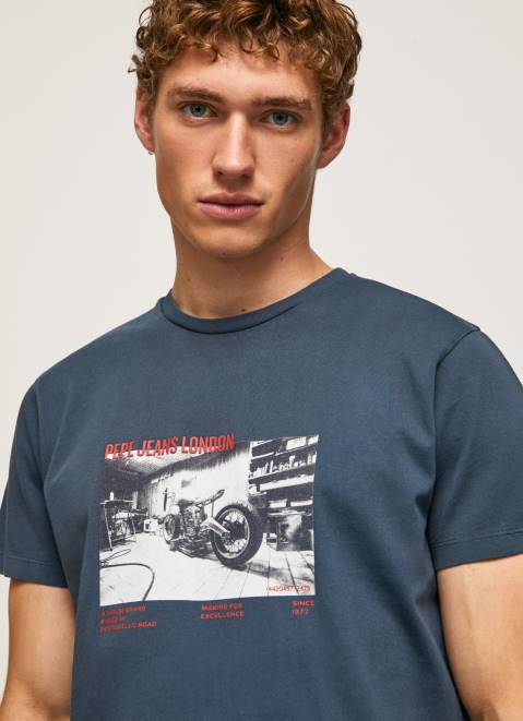 Pepe Jeans Photo Print T-Shirt Men Jarman Z22X954