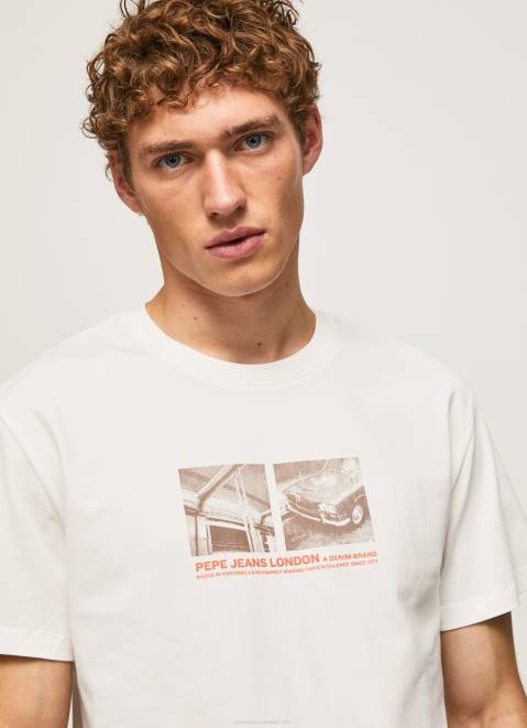 Pepe Jeans Photo Print T-Shirt Men Off White Z22X988