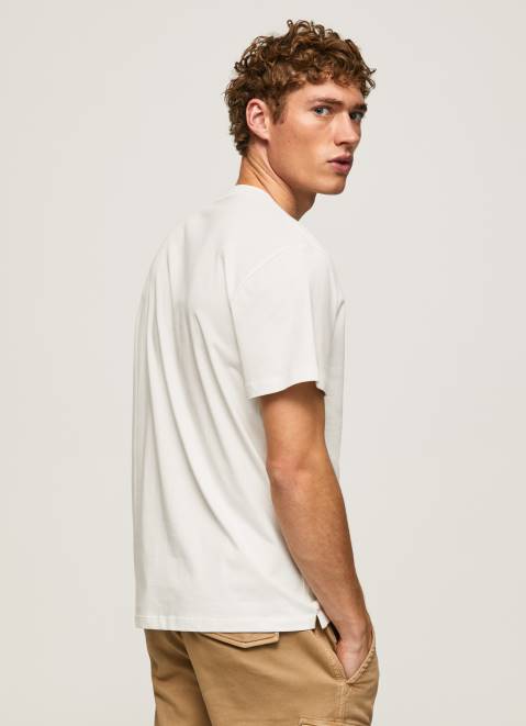 Pepe Jeans Photo Print T-Shirt Men Off White Z22X988