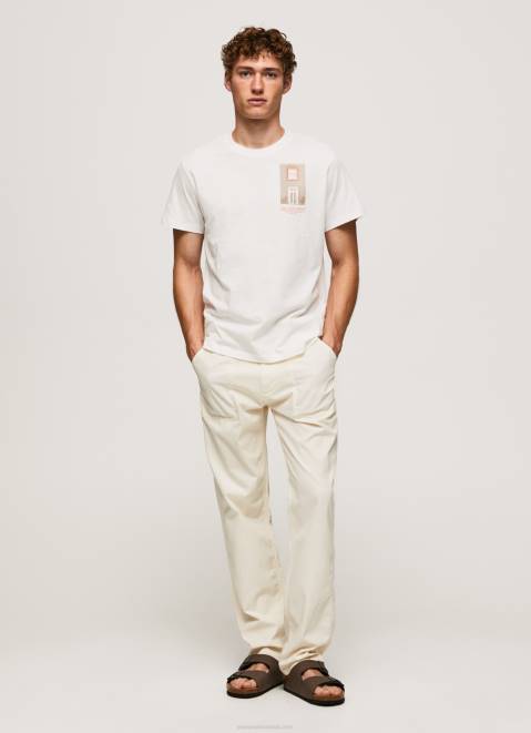 Pepe Jeans Photo Print T-Shirt Men Off White Z22X990