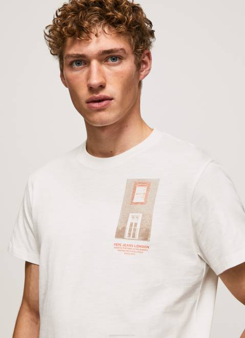 Pepe Jeans Photo Print T-Shirt Men Off White Z22X990