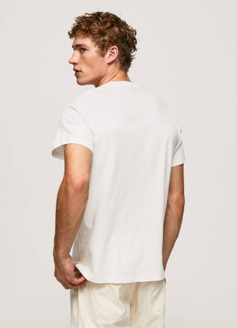 Pepe Jeans Photo Print T-Shirt Men Off White Z22X990