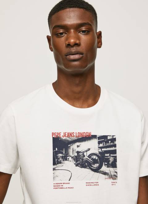 Pepe Jeans Photo Print T-Shirt Men White Z22X955