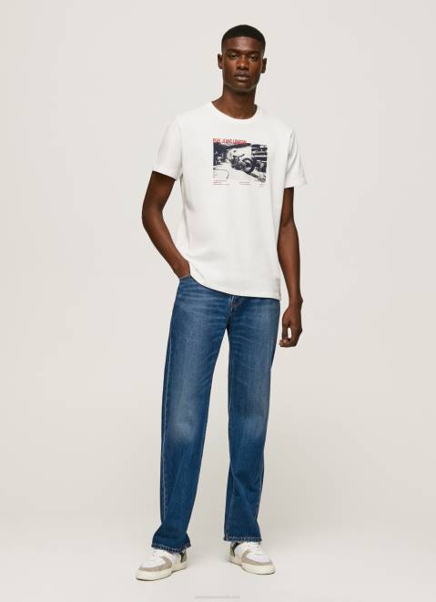 Pepe Jeans Photo Print T-Shirt Men White Z22X955