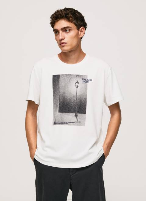 Pepe Jeans Photo Print T-Shirt Men White Z22X958