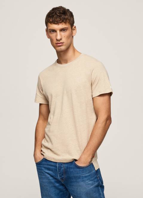 Pepe Jeans Plain Cotton T-Shirt Men Malt Z22X996