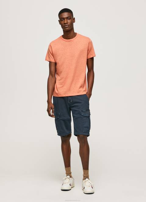Pepe Jeans Plain Cotton T-Shirt Men Squash Orange Z22X995