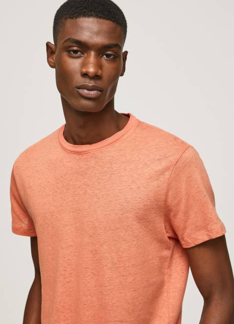 Pepe Jeans Plain Cotton T-Shirt Men Squash Orange Z22X995
