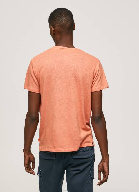 Pepe Jeans Plain Cotton T-Shirt Men Squash Orange Z22X995