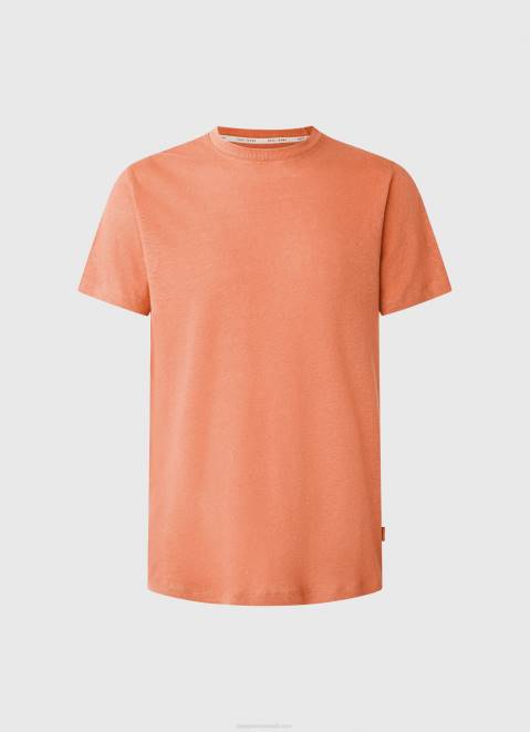 Pepe Jeans Plain Cotton T-Shirt Men Squash Orange Z22X995