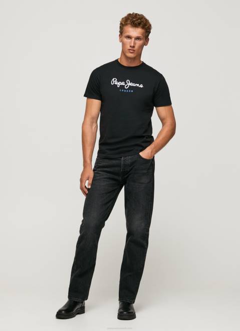 Pepe Jeans Printed Logo Cotton T-Shirt Men Black Z22X1000