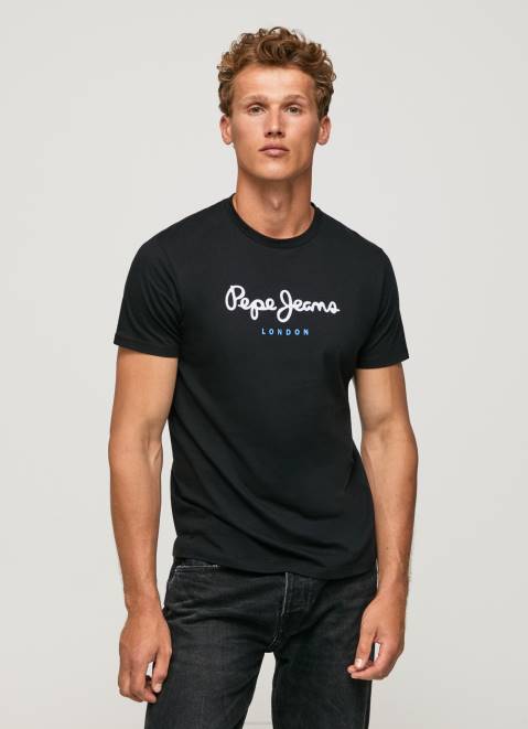 Pepe Jeans Printed Logo Cotton T-Shirt Men Black Z22X1000