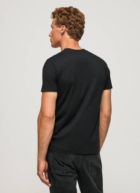 Pepe Jeans Printed Logo Cotton T-Shirt Men Black Z22X1000