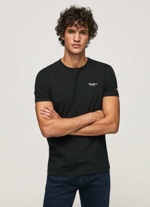Pepe Jeans Printed Logo Cotton T-Shirt Men Black Z22X1012